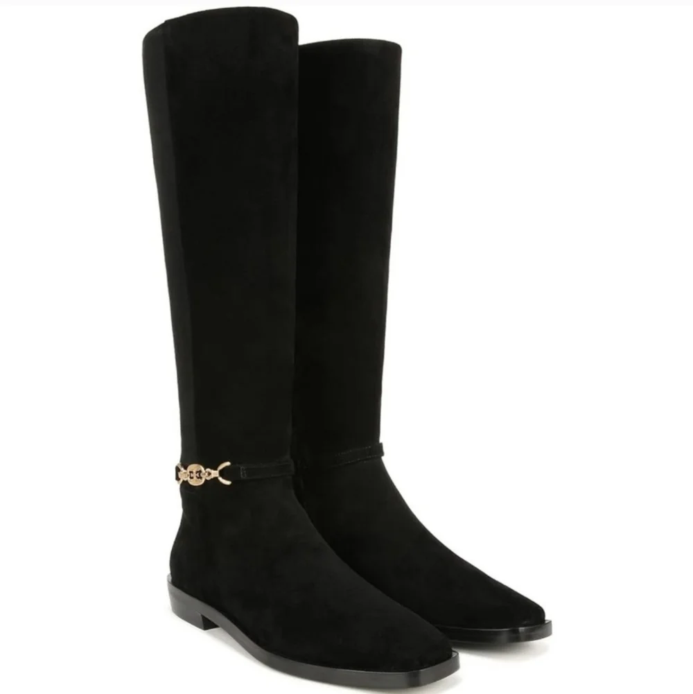 Sam Edelman Clive Black Suede Tall Boots Sz 7.5